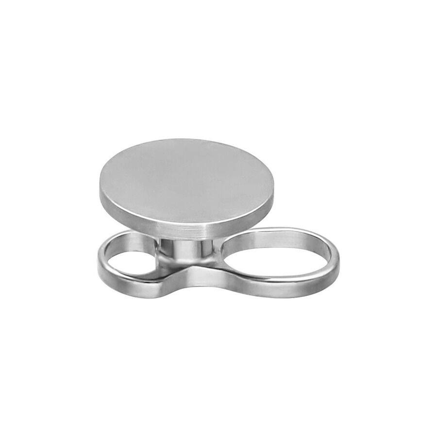 Ancla dérmica facial plateada de 3,0 mm con cristal TiGlo sobre fondo blanco