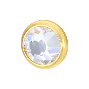 Aplique de titanio dorado con cristal claro sobre fondo blanco