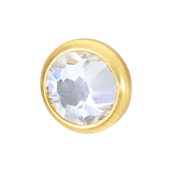 Aplique de titanio dorado con cristal claro sobre fondo blanco