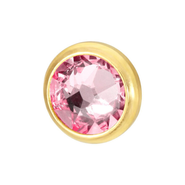 Pieza de titanio dorado con cristal rosa, tamaño 3mm