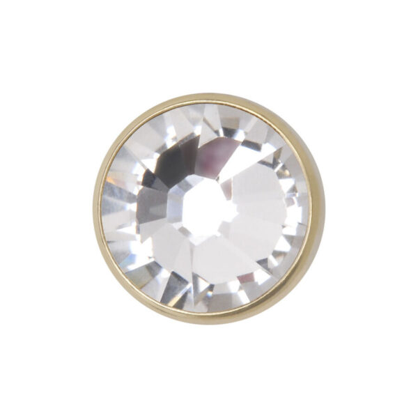 Accesorio de titanio dorado con piedra cristalina, tamaño 3 mm