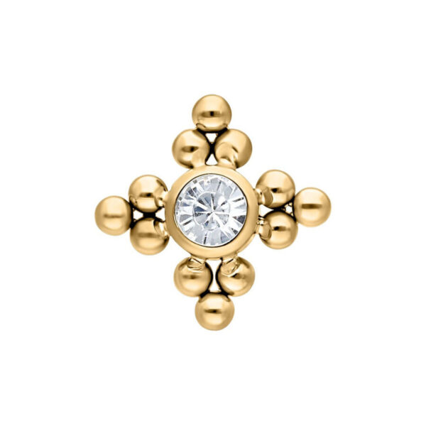 Aplique de titanio dorado con cristal de 3,0 mm, fondo claro