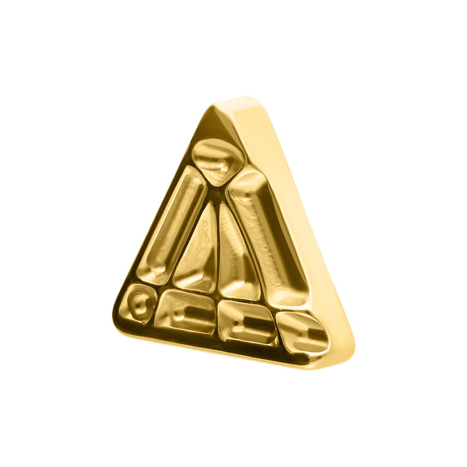 Accesorio dorado triangular de titanio para rosca interna, fondo de estudio