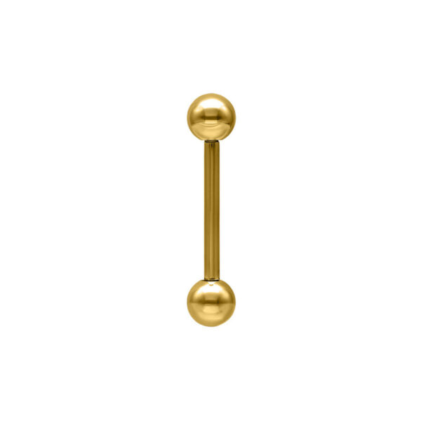 Barbell dorado de titanio con dos bolas sobre fondo blanco