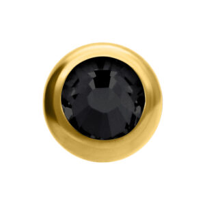 Bola dorada con rosca y cristal negro, tamaño 5mm
