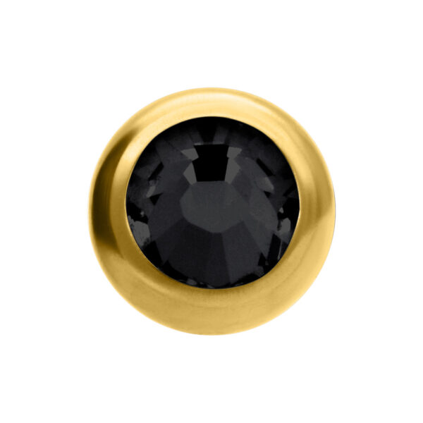 Bola dorada con rosca y cristal negro, tamaño 5mm