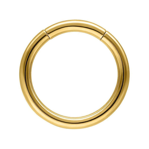 Anillo segmentado dorado, grosor 1,2 mm, diámetro interno 7,0 mm, sobre fondo blanco