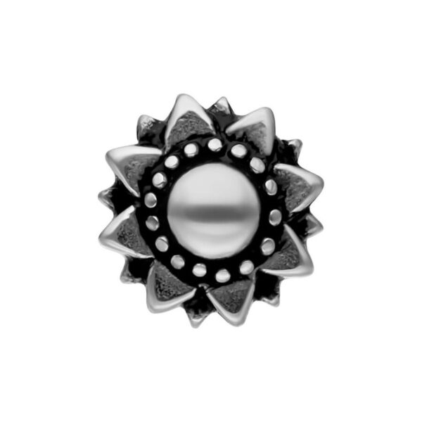 Barra Sunflower de plata de acero quirúrgico sobre fondo blanco