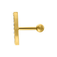 Barbell de oro Crystal Wave con rosca externa sobre fondo blanco