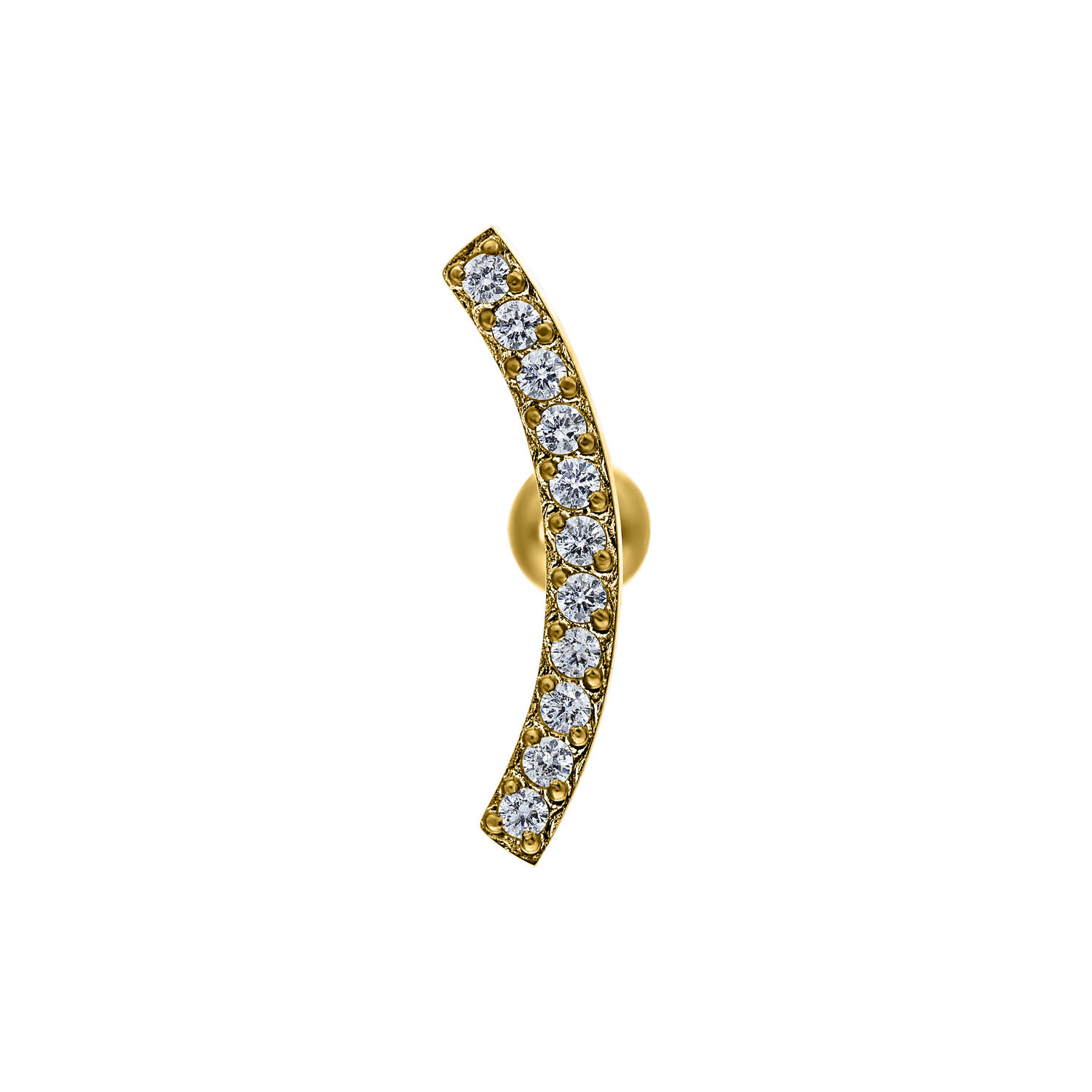 Earbarbell de titanio dorado con cristales sobre fondo blanco