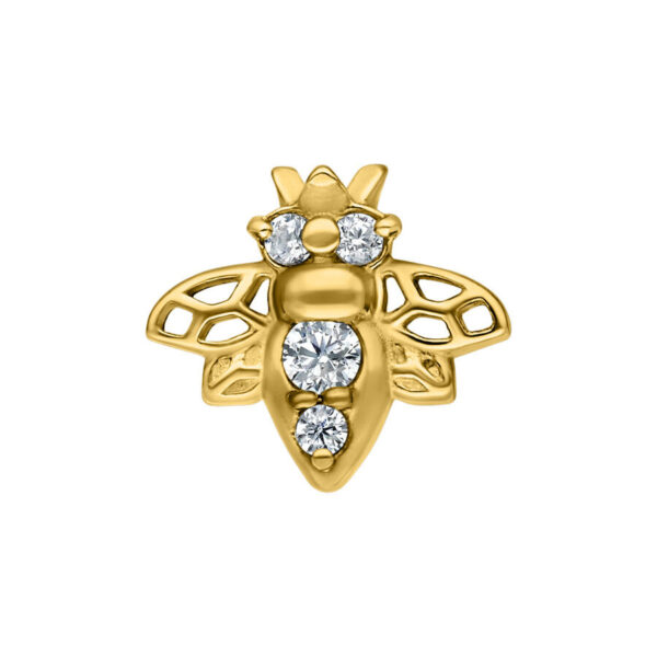 Adorno de abeja color oro de acero quirúrgico con piedras cristalinas