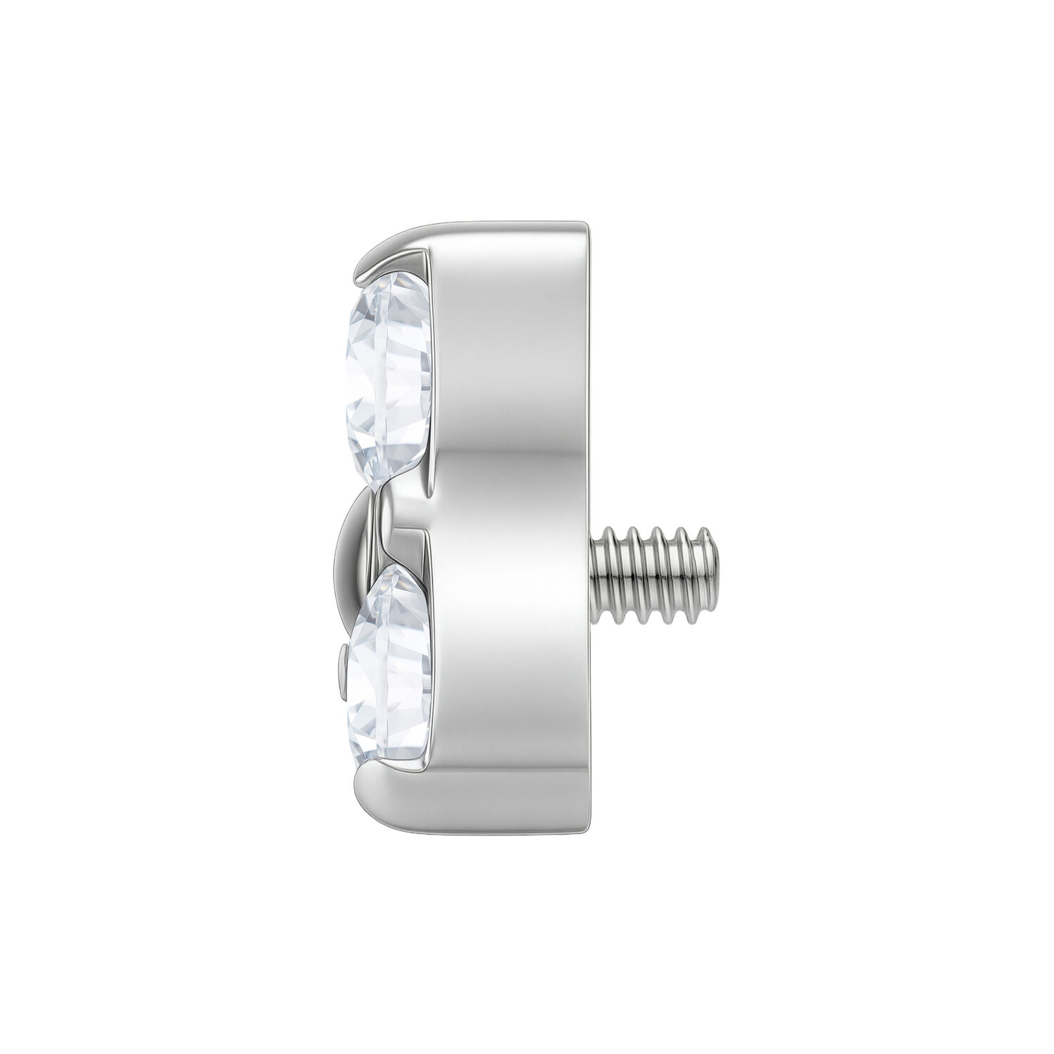 Accesorio Trinity plateado con piedras cristalinas sobre fondo blanco