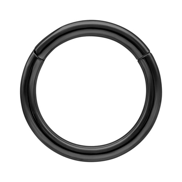 Anillo Articulado Negro de Titanio, 14mm de diámetro interno, 1mm de grosor sobre fondo blanco