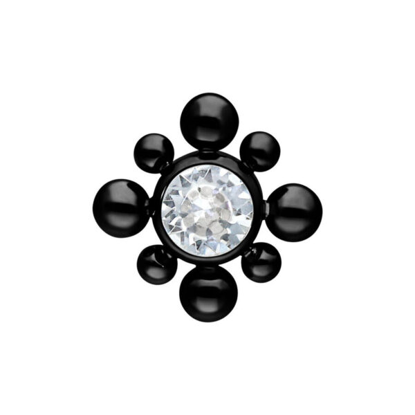 Accesorio de burbuja de titanio negro con piedra cristalina, bola de 3,0 mm
