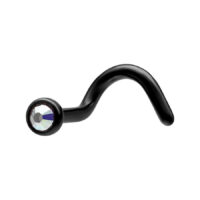 Piercing nasal negro de titanio con cristal Aurora Boreale sobre fondo blanco