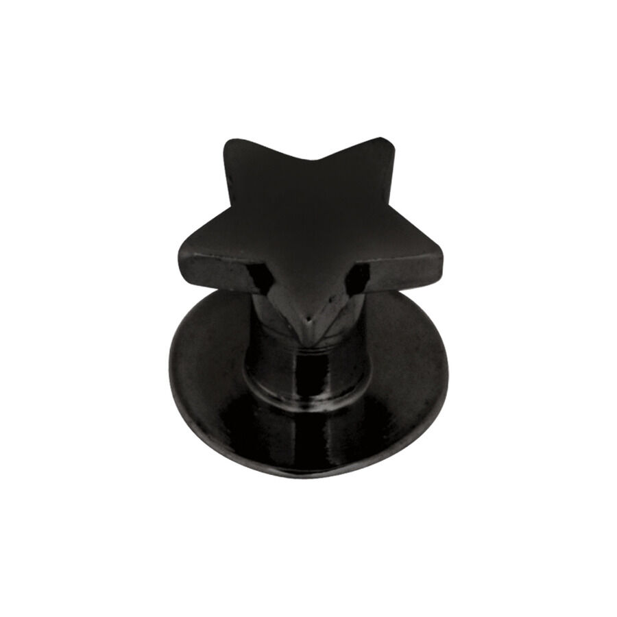 Piercing de estrella de titanio negro Skindiver Piercing de estrella negro de titanio sobre fondo blanco