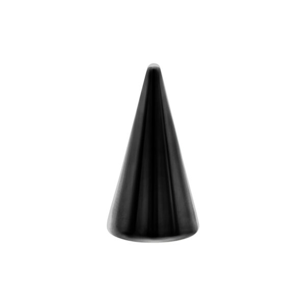 Cono negro de acero quirúrgico sobre fondo blanco