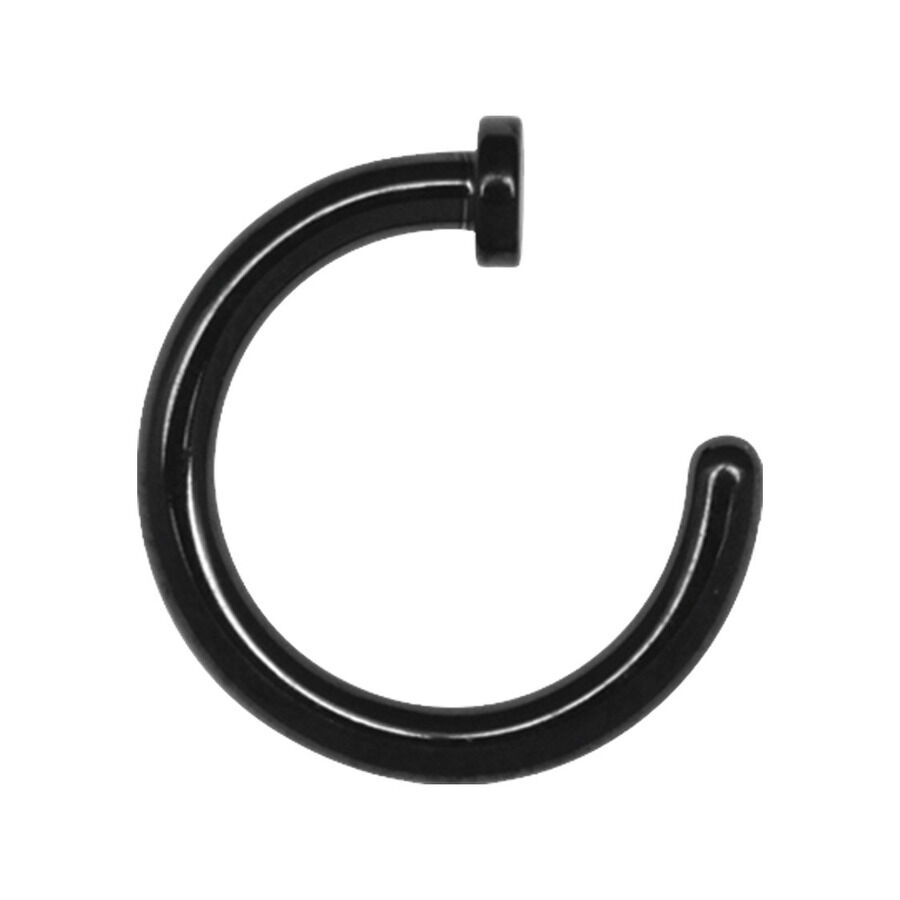 Aro abierto negro para nariz de acero quirúrgico Aro para nariz negro de acero quirúrgico 316L sobre fondo blanco