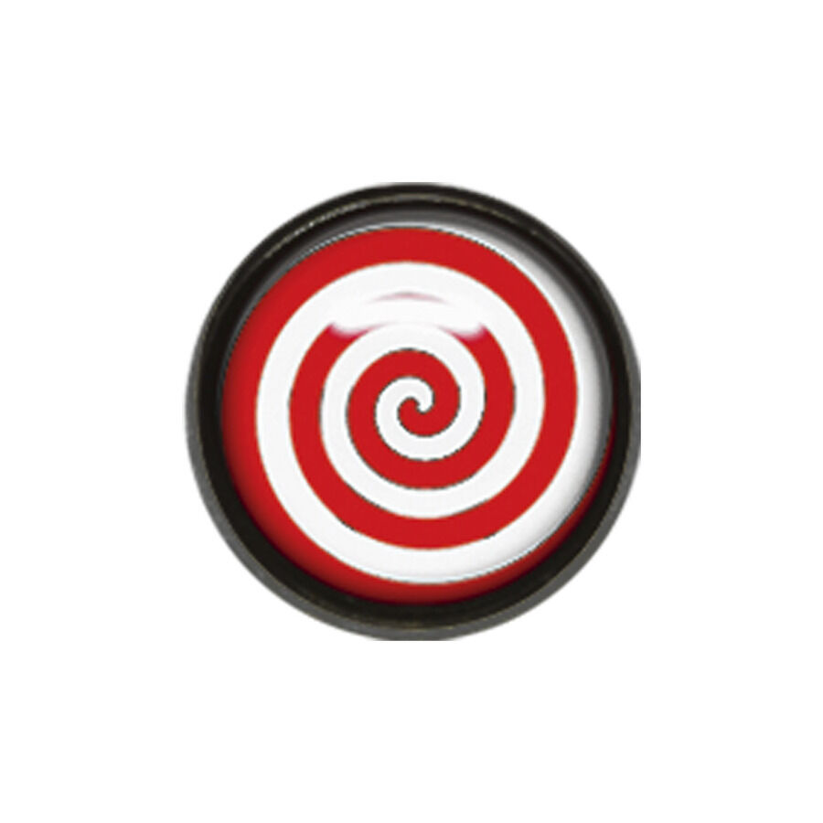Accesorio espiral rojo para piercing de rosca interna Accesorio espiral rojo y blanco de titanio sobre fondo blanco