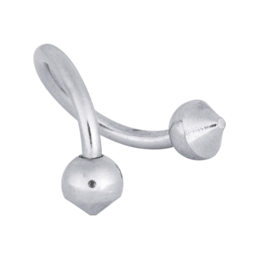 Piercing Espiral Corporal Minaretes Plateados Espiral corporal plateada de acero quirúrgico con rosca externa sobre fondo blanco