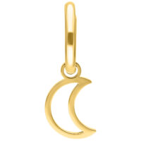 Colgante de Mini Aro Lunar Dorado Aro dorado con una media luna colgante sobre fondo blanco