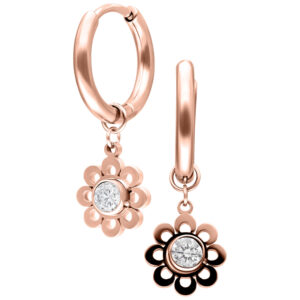 Par de Mini Crystal Flower Hoops