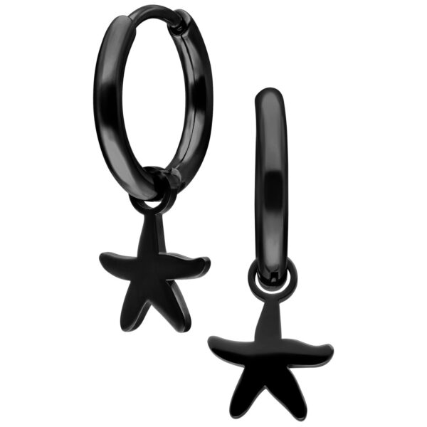 Mini Starfish Hoops Pair - Negro