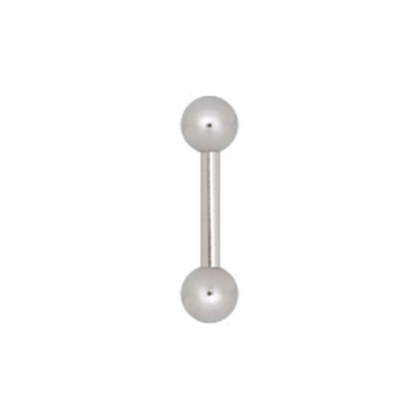 Microbarbell plateado con 1,0 mm de grosor y 12,0 mm de longitud sobre fondo blanco
