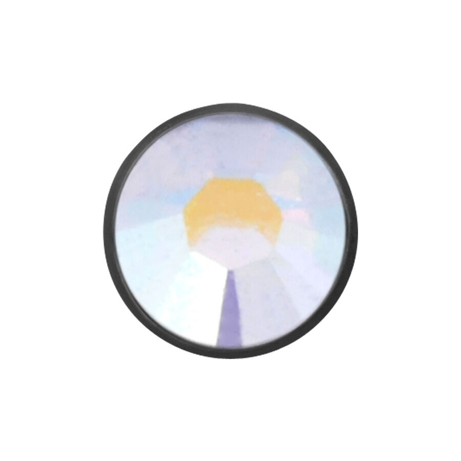 Micro Joyero Aurora Boreale Piercingaufsatz Piercing negro con cristal Aurora Boreale sobre fondo blanco