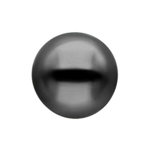 Bolita negra de acero quirúrgico sobre fondo blanco