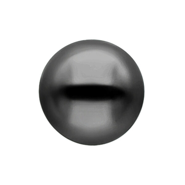 Bolita negra de acero quirúrgico sobre fondo blanco