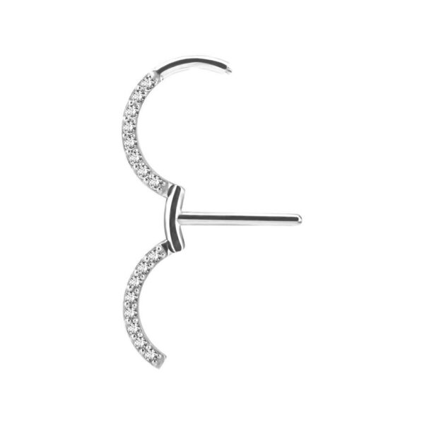 Clicker para pezón plateado de acero quirúrgico 316L con cristales claros, longitud 13mm