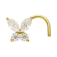 Nostril de Mariposa de Moissanita en Oro 14K Nostril dorado con Moissanita cristalina en forma de mariposa