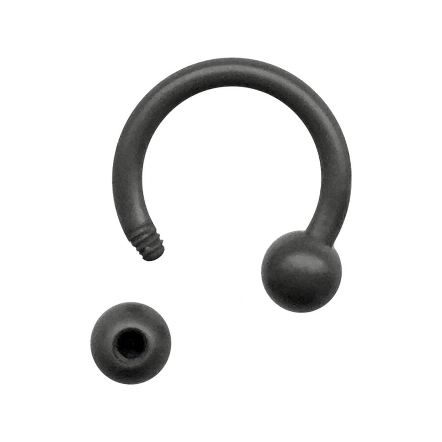 Barbell circular color grafito de titanio con rosca externa y bola