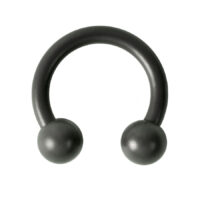 Circular Barbell de titanio en color grafito con dos bolas sobre fondo blanco