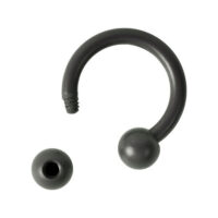 Circular Barbell de titanio color grafito con bola desmontable sobre fondo blanco