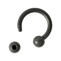 Barbell circular en color grafito de titanio con bola desmontable sobre fondo blanco