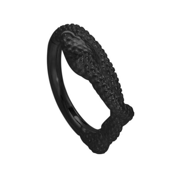 Anillo de piercing negro en forma de serpiente, 12,0 mm de diámetro interno, sobre fondo blanco