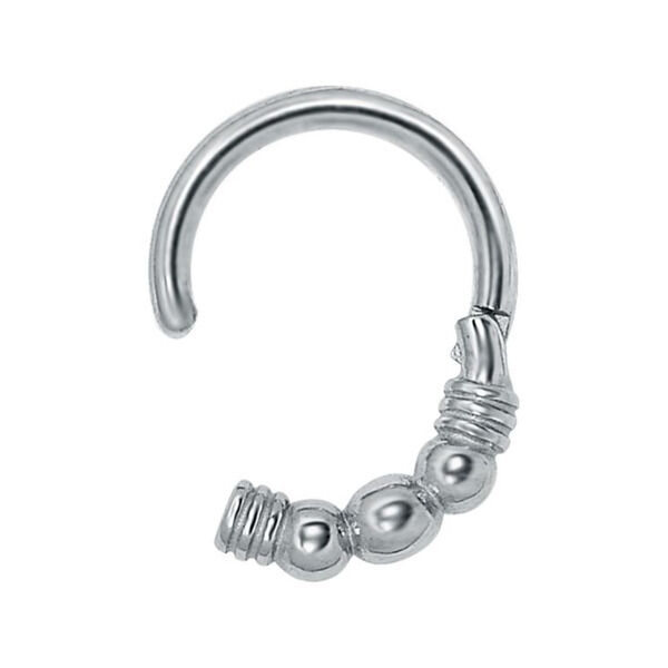 Clicker Esmeralda plateado con diseño de bolas sobre fondo blanco