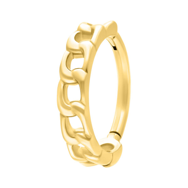Anillo de piercing dorado con diseño de cadena, 8,0 mm de diámetro interno
