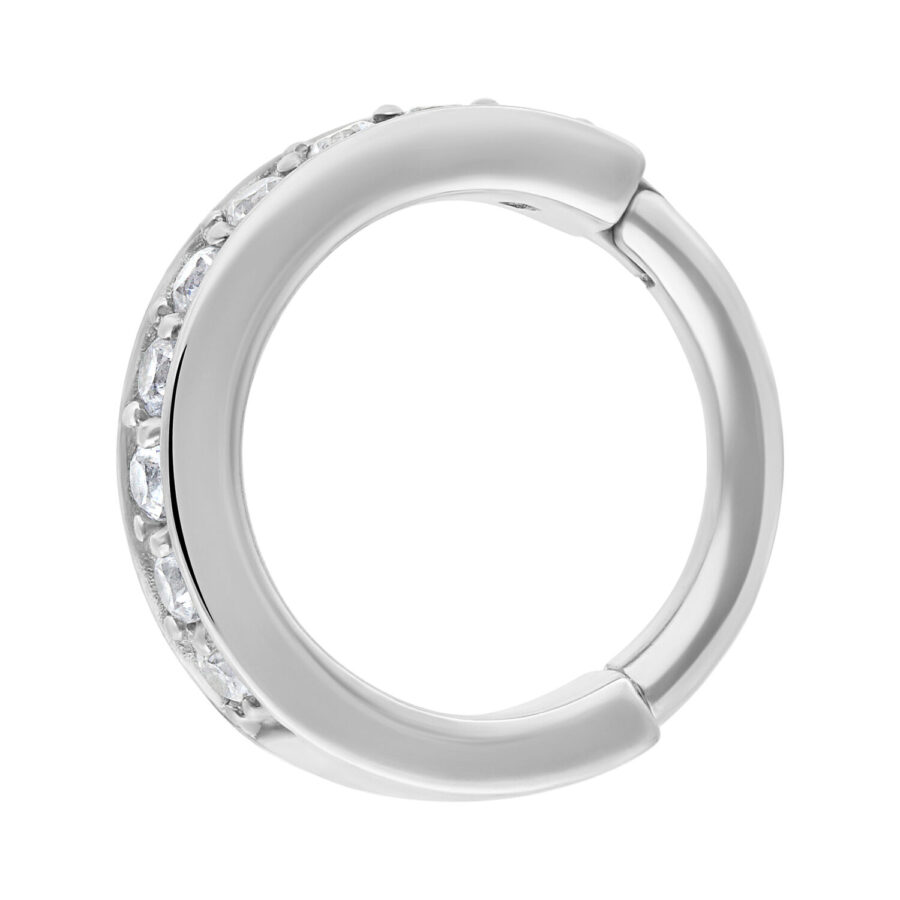 Anillo Articulado Plateado de Acero Quirúrgico con Cristales Claros