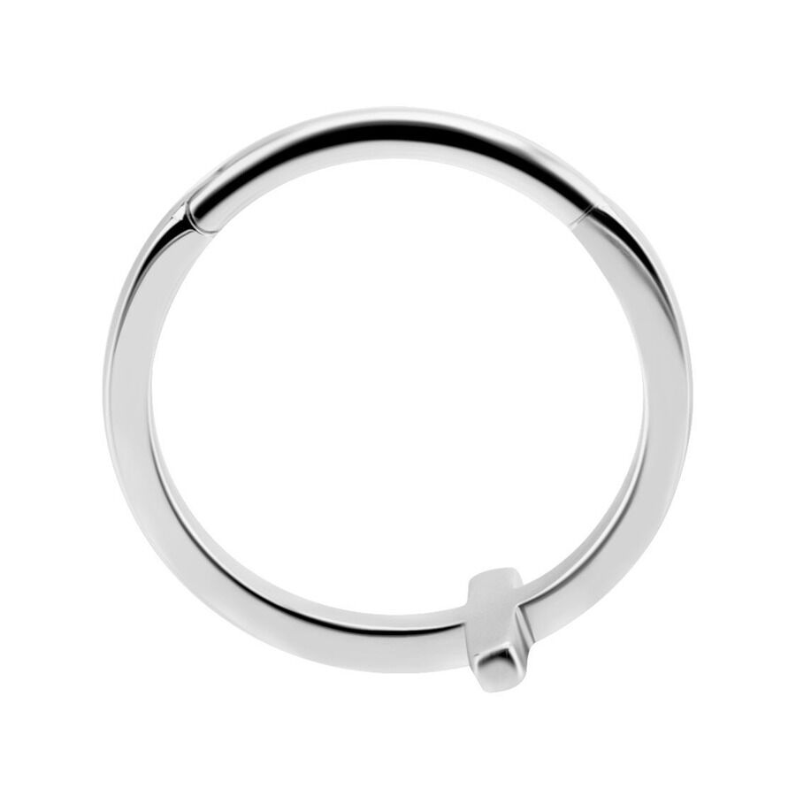 Anillo Cruz Articulado de Plata de acero quirúrgico, 12,0 mm, sobre fondo blanco
