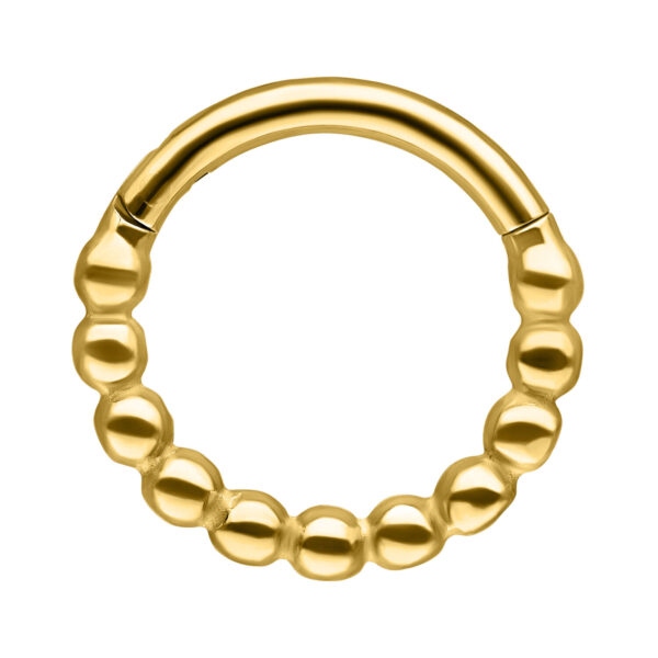 Clicker de Cadena de Bolas Dorado con 6,0 mm de diámetro interno sobre fondo blanco