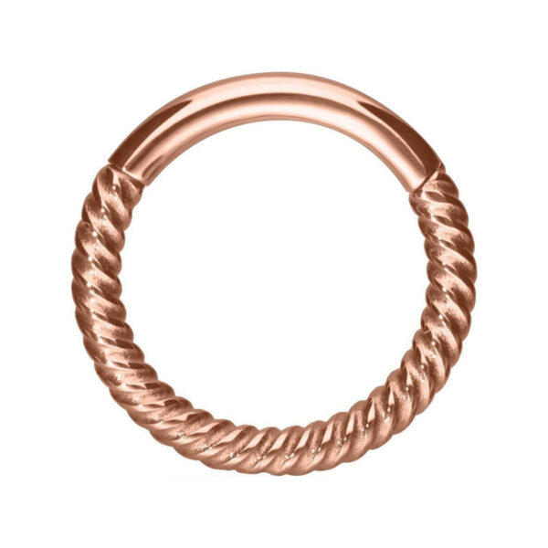 Clicker de Cadena Retorcida en Oro Rosa con 10,0 mm de diámetro sobre fondo blanco