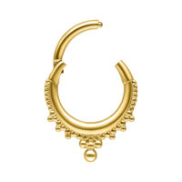Aro Piercing Clicker Dorado Crown Aro de piercing dorado en diseño Crown Clicker con adornos de perlas