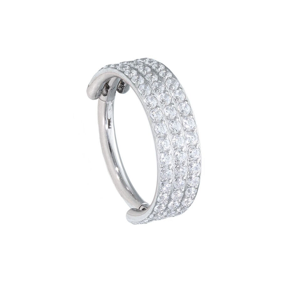 Anillo de piercing plateado con cristales, 10mm de diámetro, sobre fondo blanco