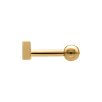 Barbell Triángulo Dorado de Acero Quirúrgico Barbell Triángulo Dorado con bola sobre fondo blanco
