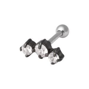 3 Crystals on Silver - Negro