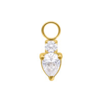 Colgante Mystic Crystal dorado con dos cristales claros sobre fondo blanco