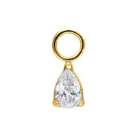 Colgante de piercing de cristal dorado en fondo blanco